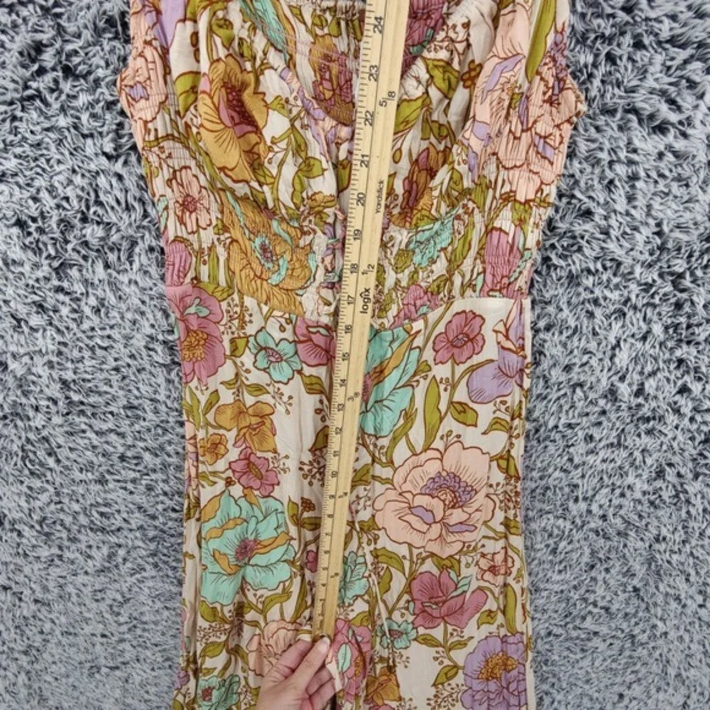 Free People Womens Romantic Retro 70s Rolling Hills Jumpsuit M Wide Leg Smocked - Picture 13 of 17